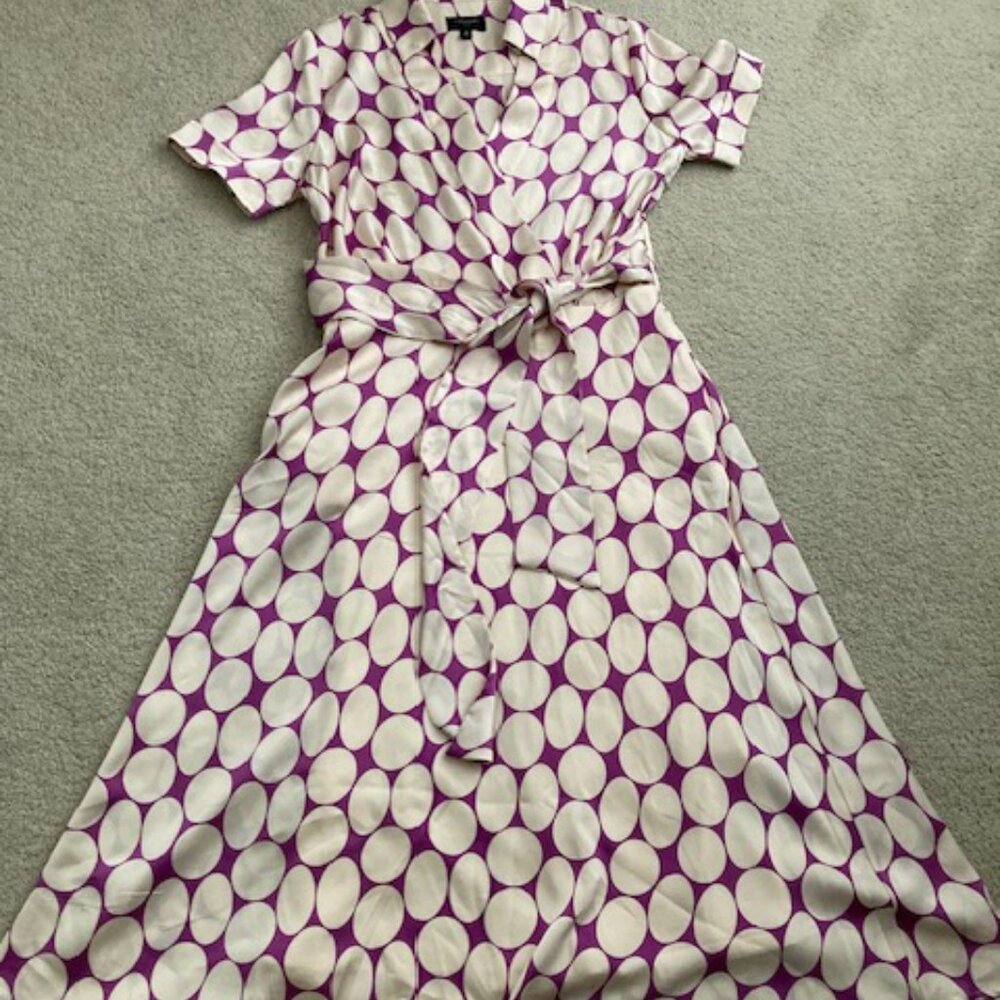 Tahari Polka Dot Short Sleeve Wrap Shirtdress - Picture 5 of 5